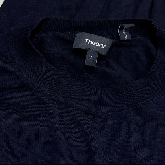 THEORY Black Crewneck Sweater in Regal Wool
